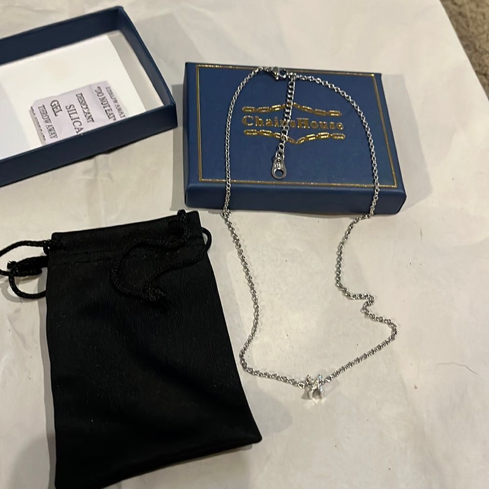 Silver Chain Diamond Letter (X) Necklace